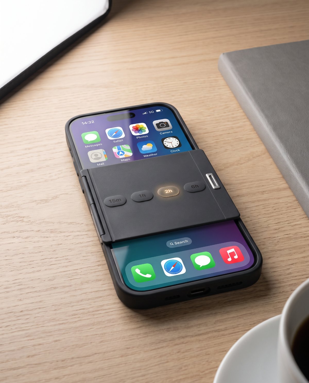 Offbit Soft touch lying flat on a desk, 2h lit